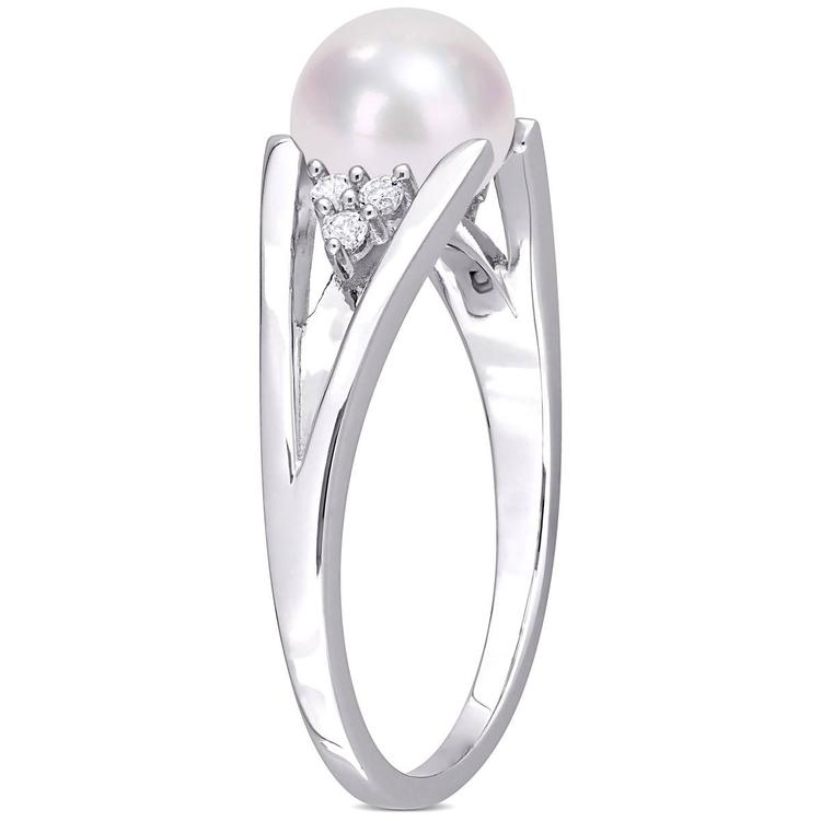 Gemstone Classics™ Pearl & Diamond Split-Shank Ring