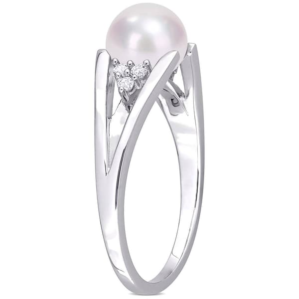 Gemstone Classics&#8482; Pearl & Diamond Split-Shank Ring