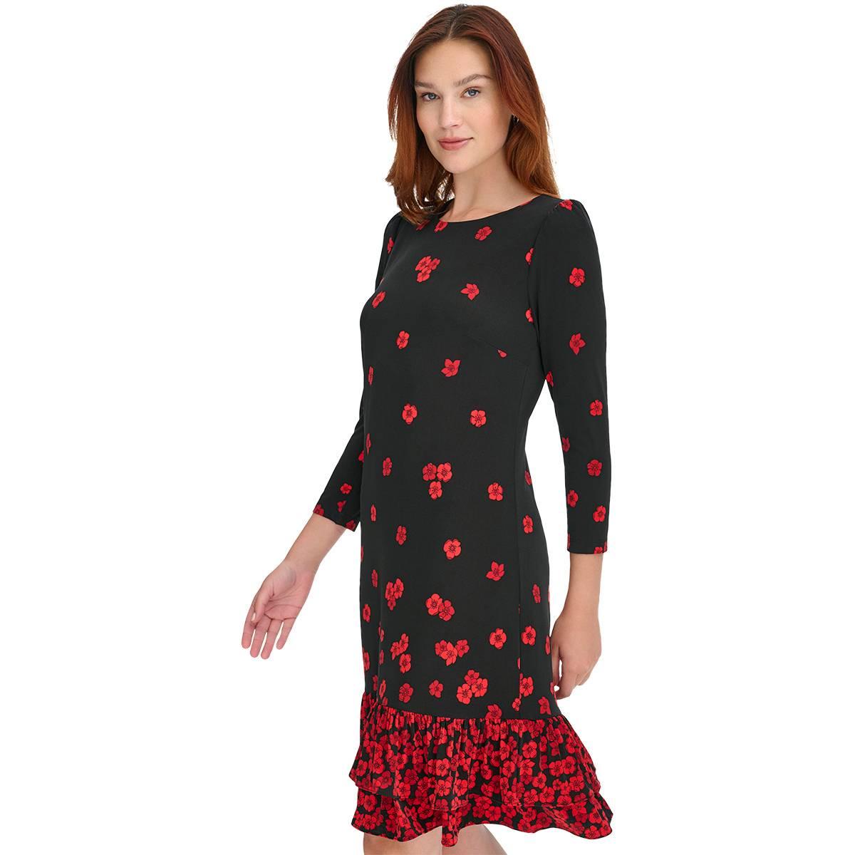 Womens Tommy Hilfiger Floral Ruffle Hem Shift Dress
