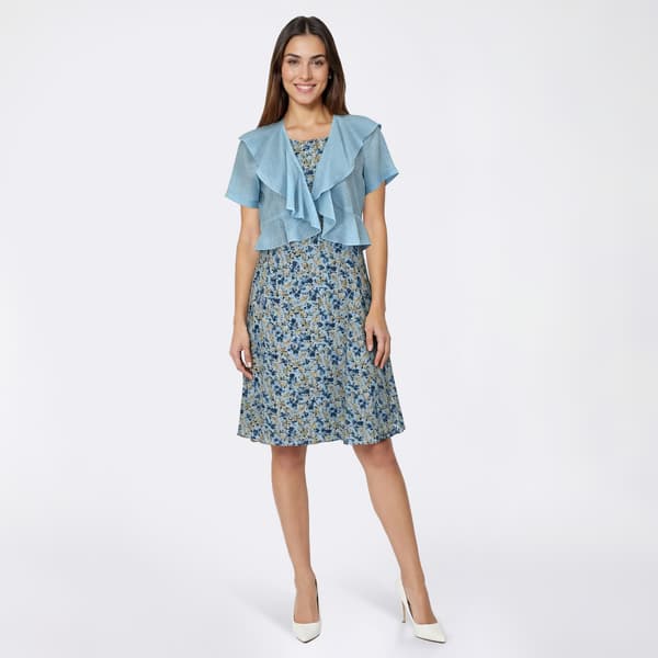 Plus Size Perceptions Short Sleeve Ditsy Floral Jacket Dress
