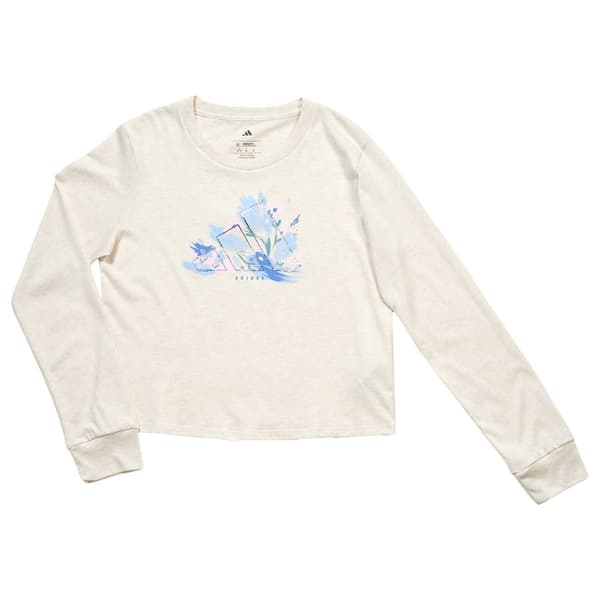 Girls (7-16) adidas(R) Long Sleeve Floral Logo Heather Tee - image 