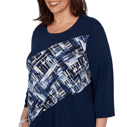 Plus Size Alfred Dunner Classics Diagonal Abstract Blouse