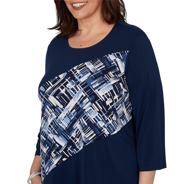 Plus Size Alfred Dunner Classics Diagonal Abstract Blouse