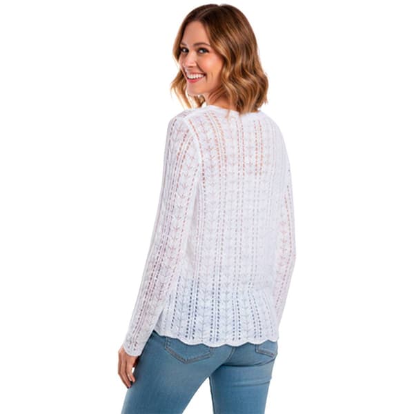 Petite Architect® Long Sleeve Tie Front Crochet Cardigan