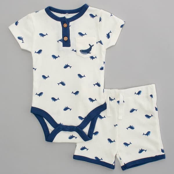 Baby Boy &#40;NB-9M&#41; Rugged Bear Whale Bodysuit & Shorts Set - image 