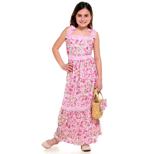 Girls (7-16) Rare Editions Floral Lace Strap Maxi Dress w/ Purse