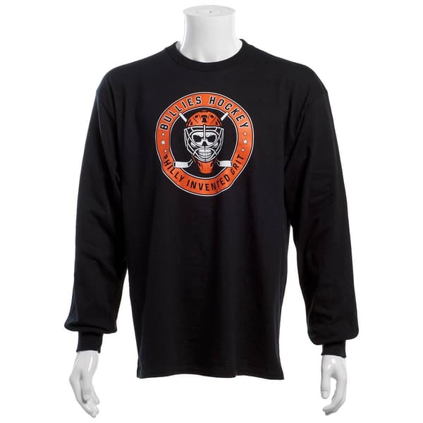 Mens Tailgate Philadelphia Hockey Goalie Skull Long Sleeve Tee - image 