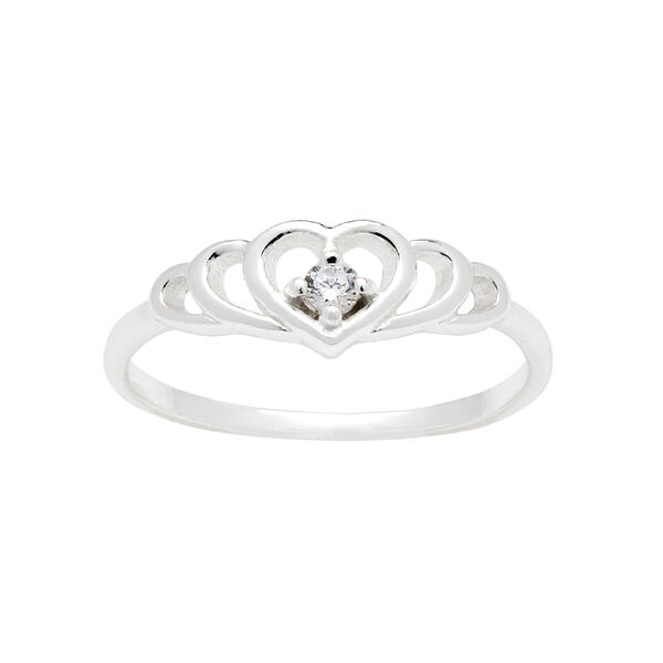 Marsala Clear Cubic Zirconia Heart Ring - image 