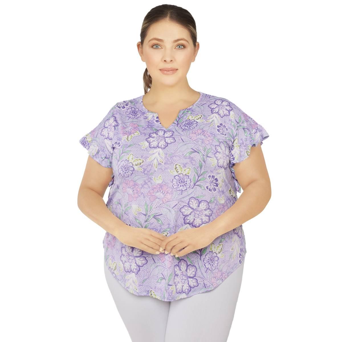 Plus Size Ruby Rd. Must Haves II Floral Short Sleeve Top