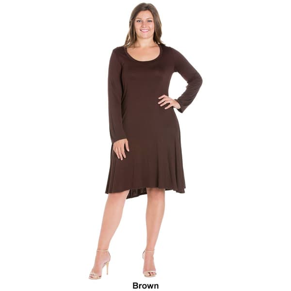 Plus Size 24/7 Comfort Apparel Classic Flared A-Line Dress