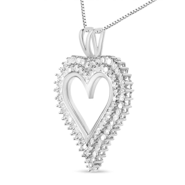 Haus of Brilliance Silver 1ctw. Lab Grown Diamond Heart Pendant