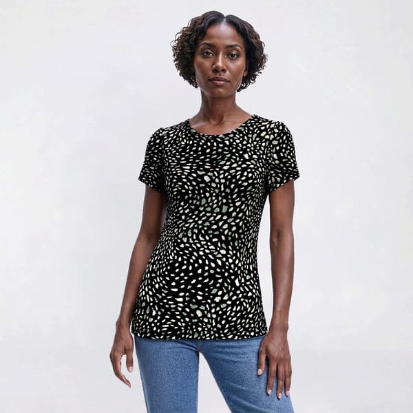 Womens Anne Klein Tulip Sleeve Scattered Shape Abstract Blouse - image 