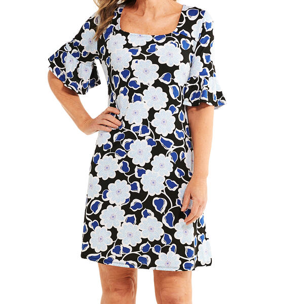 Womens Ruby Rd. Elbow Sleeve Embossed Floral Shift Dress