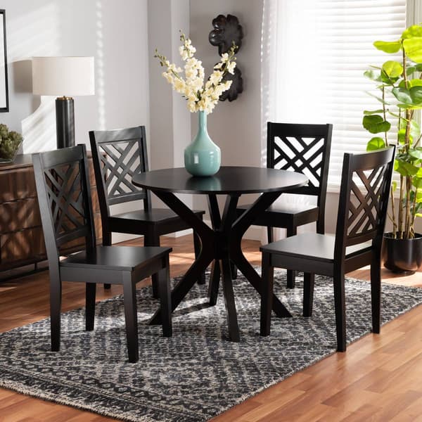 Baxton Studio Ela Dark Brown Finished Wood 5pc. Dining Set