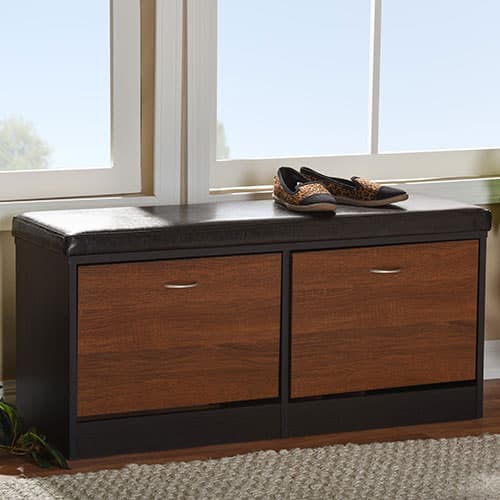 Baxton Studio Foley Two-Tone Entryway Storage Shoe Organizer