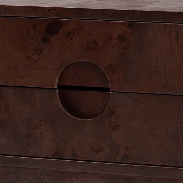 bali & pari Kayla Dark Walnut Brown Real Burl Wood Nightstand