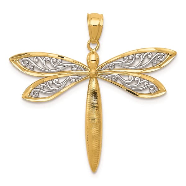Gold Classics&#40;tm&#41; 14kt. Gold with Rhodium Dragonfly Pendant - image 
