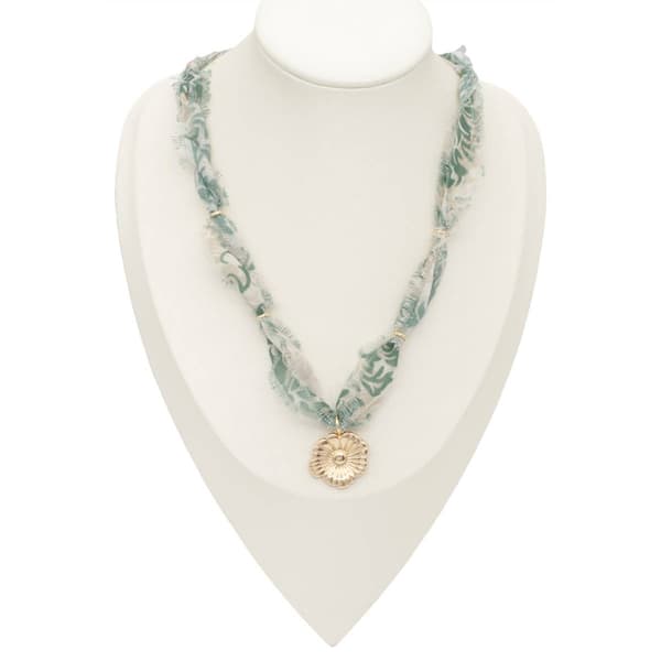Ashley Cooper(tm) Georgette Scarf Necklace w/ Flower Pendant - image 