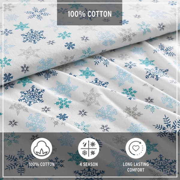 Eddie Bauer Tossed Snowflake Cotton Flannel Sheet Set