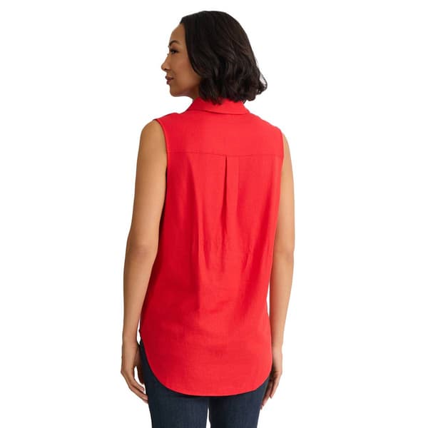 Womens Jones New York Sleeveless Solid Casual Button Down