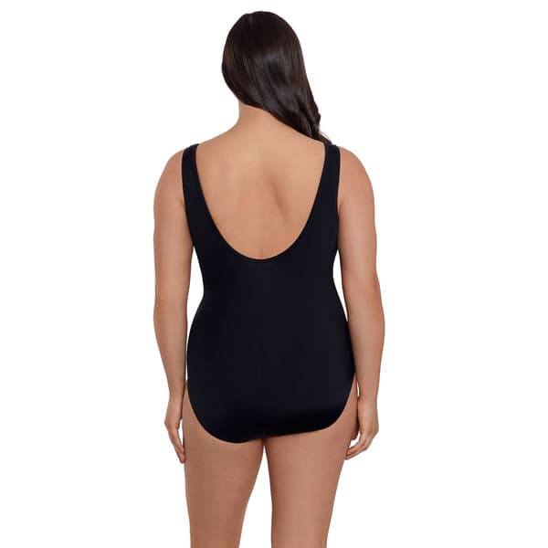Womens Great Lengths Geometric V Neck One Piece Swimsuit