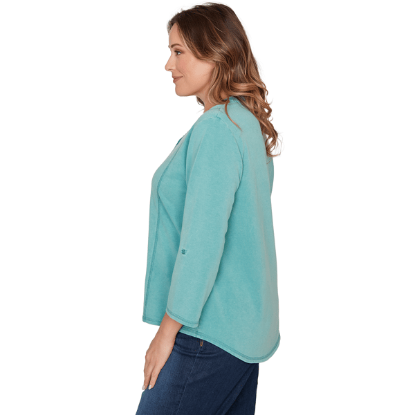 Plus Size Ruby Rd. Renaissance Romance 3/4 Sleeve V Neck Tee