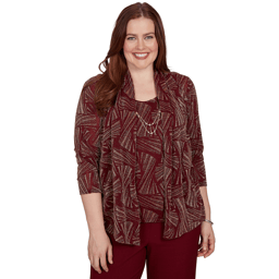 Petite Alfred Dunner Union Square Shimmer Two in One Blouse