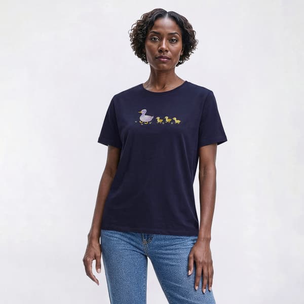 Womens Madison Taylor Short Sleeve Embroidered Duckling Tee - image 