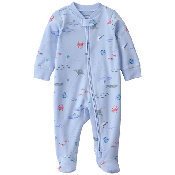 Baby Boy (NB-9M) Carter''s(R) Ocean Theme 2 Way Zip Pajamas - image 