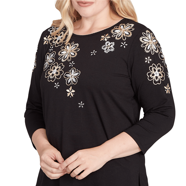 Petite Alfred Dunner Business As Usual Floral Embroider Blouse