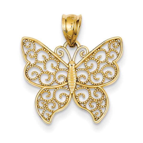 Gold Classics&#40;tm&#41; 14kt. Filigree Butterfly Pendant - image 
