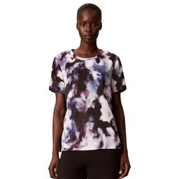 Womens Calvin Klein Short Sleeve Satin Floral Blouse