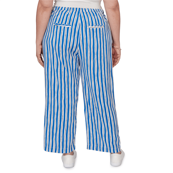 Plus Size Emaline Sapphire Serenade I Stripe Wide Leg Crop Pants