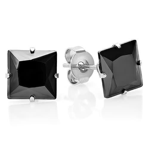 Square Simulated Black Diamond Stud Earrings - image 