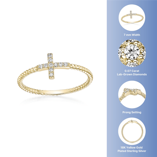 Brilliant Grown 18kt. Gold-Plated Lab-Grown Diamond Accent Ring