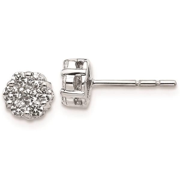 Pure Fire 14kt. White Gold 1/2ctw. Diamond Cluster Screw Earrings - image 