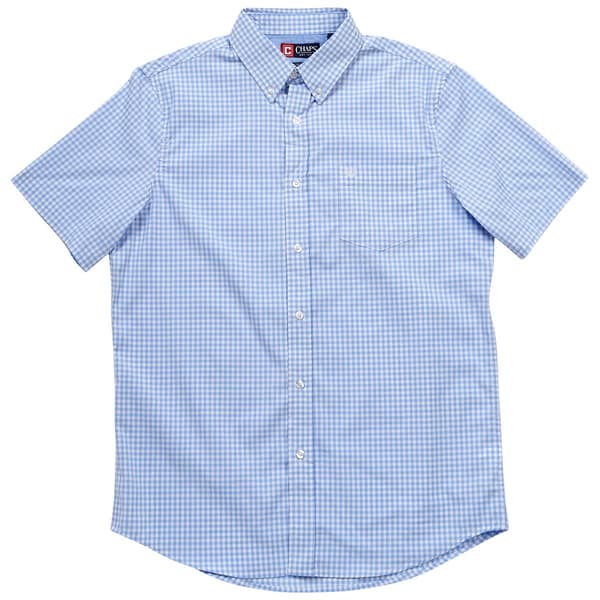 Mens Chaps Checkered Short Sleeve Button Down Shirt - Blue Bell