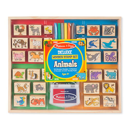 Melissa &amp; Doug(R) Deluxe Wooden Animals Stamp Set - image 
