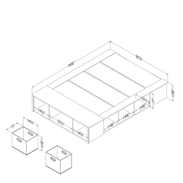 South Shore Prairie Full Storage Bed w/Baskets Gray Maple