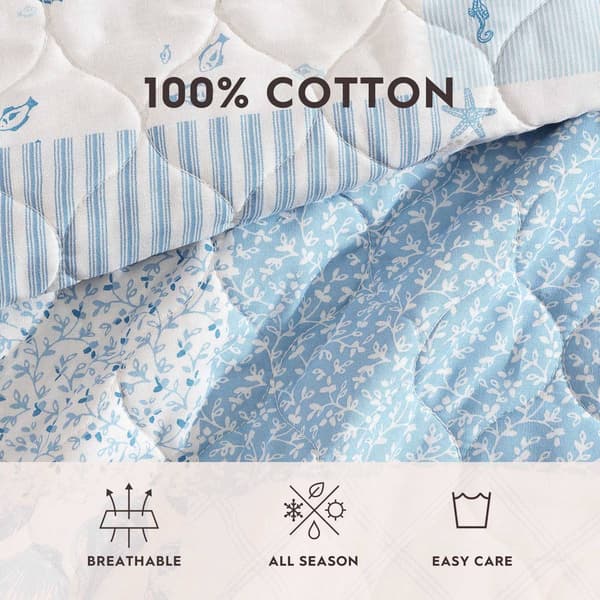 Laura Ashley Colleens Coastal Patchwork Cotton Quilt Set