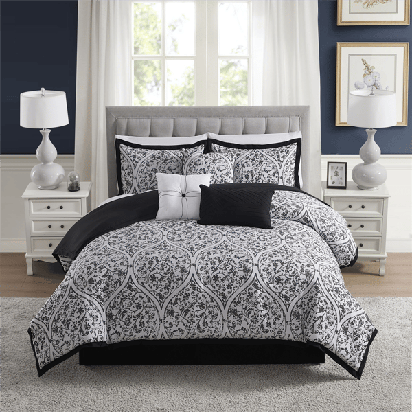 Sweet Home Collection Trieste 7pc. Reversible Damask Bedding Set