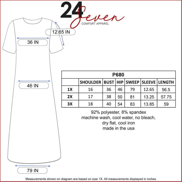 Plus Size 24/7 Comfort Apparel 3/4 Sleeves Maxi Dress