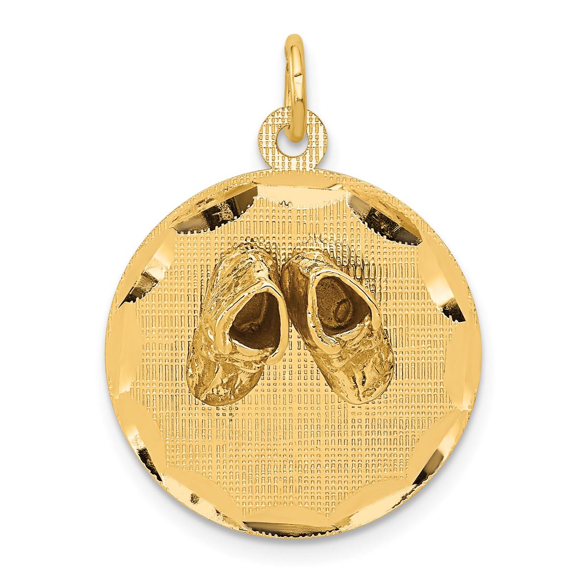 Gold Classics™ 14kt. Baby Shoes on Engravable Disc Charm