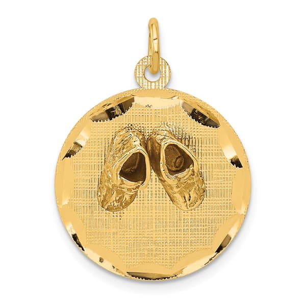 Gold Classics(tm) 14kt. Baby Shoes on Engravable Disc Charm - image 