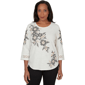Petite Alfred Dunner Detail Driven 3/4 Sleeve Floral Blouse - image 1