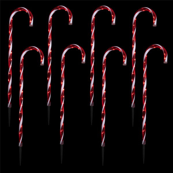 Northlight LED Red & White Candy Cane Pathway Markers -  Set of 8