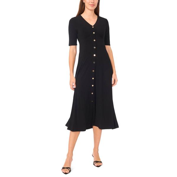 Womens MSK 3/4 Sleeve V Neck Ity Button Trim Midi - image 