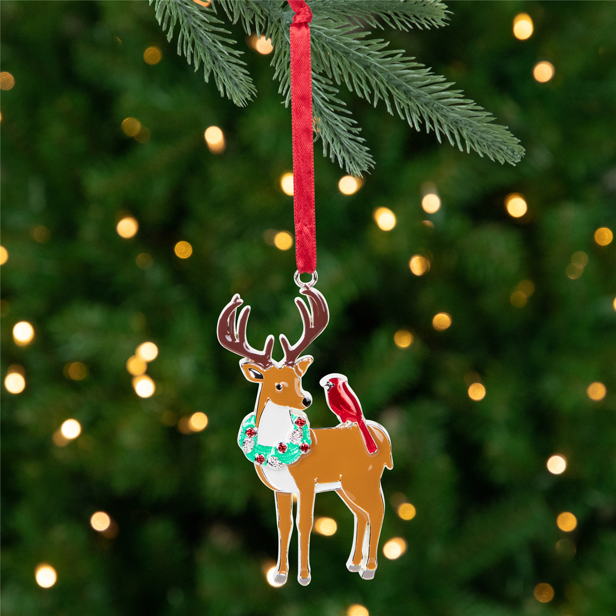 Northlight Reindeer with Cardinal & Wreath Christmas Ornament