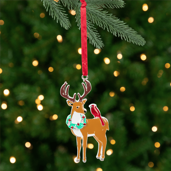 Northlight Reindeer with Cardinal & Wreath Christmas Ornament - image 