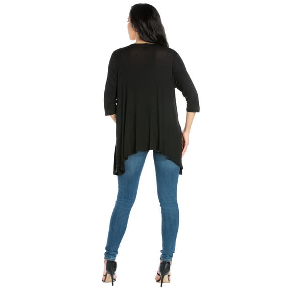 Womens 24/7 Comfort Apparel Elbow Length Sleeve Open Cardigan